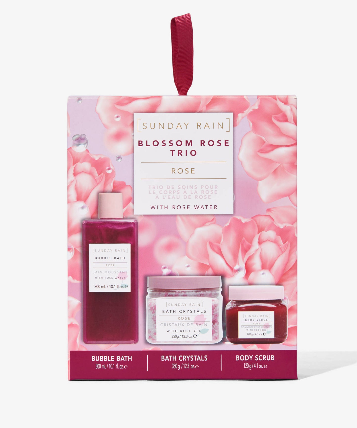 Sunday Rain Blossom Rose Trio Gift Set With Rose Water