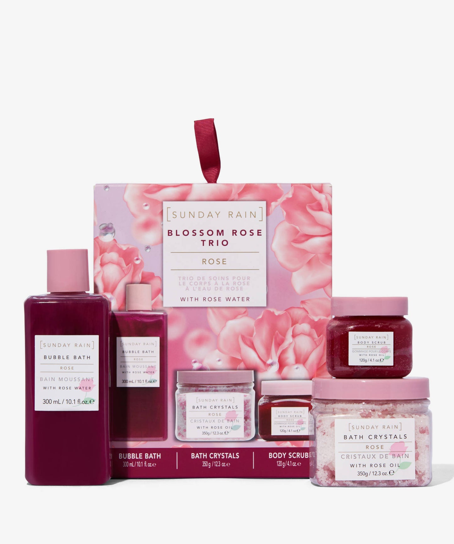 Sunday Rain Blossom Rose Trio Gift Set With Rose Water